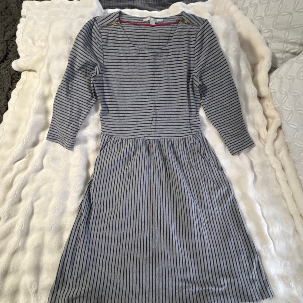 Boden Navy and Gray Striped Top